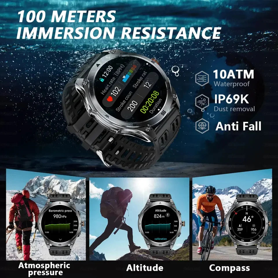 2026 Ultra New Built in GPS Compass Smart Watch 1000mAh Battery 10ATM Waterproof Sports tracker Outdoors Military Smartwatches
