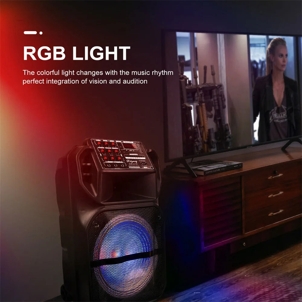 9000W Portable Bluetooth Speaker with 15' Subwoofer Heavy Bass Party System - AUX LED Light & Mic High Quality Karaoke Speaker