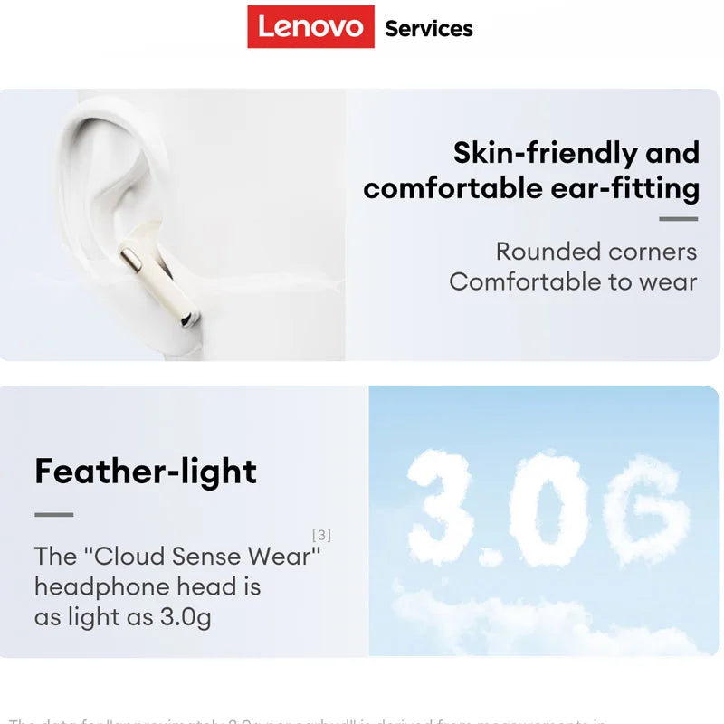 Lenovo Original Wireless Earphones Bluetooth 6.0 Long Battery Life Music Gaming Headphones HiFi Stereo Sound HD Call IP54 Earbud