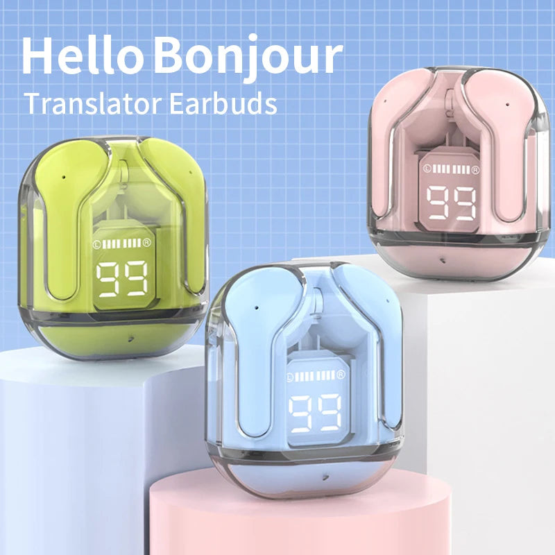 GREATWALL AI Translator Earbuds – Wireless Bluetooth 5.3 Earphones with Noise Reduction, HD Sound & Real-Time Translation for Travel & Fitness