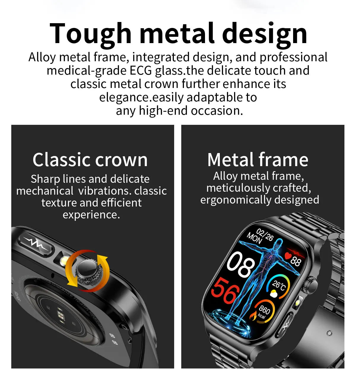 2026New Smart Watch Men Women AI Human Health diagnosis ECG+HRV Blood Pressure Uric acid Blood lipid Bluetooth Call Smartwatch