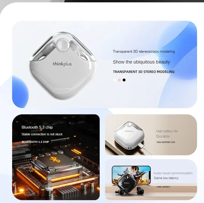 Lenovo XT61 Bluetooth 5.3 Earphones With Noise Reduction Earbuds Sports Gaming Touch Control Earhooks Waterproof HeadsetS