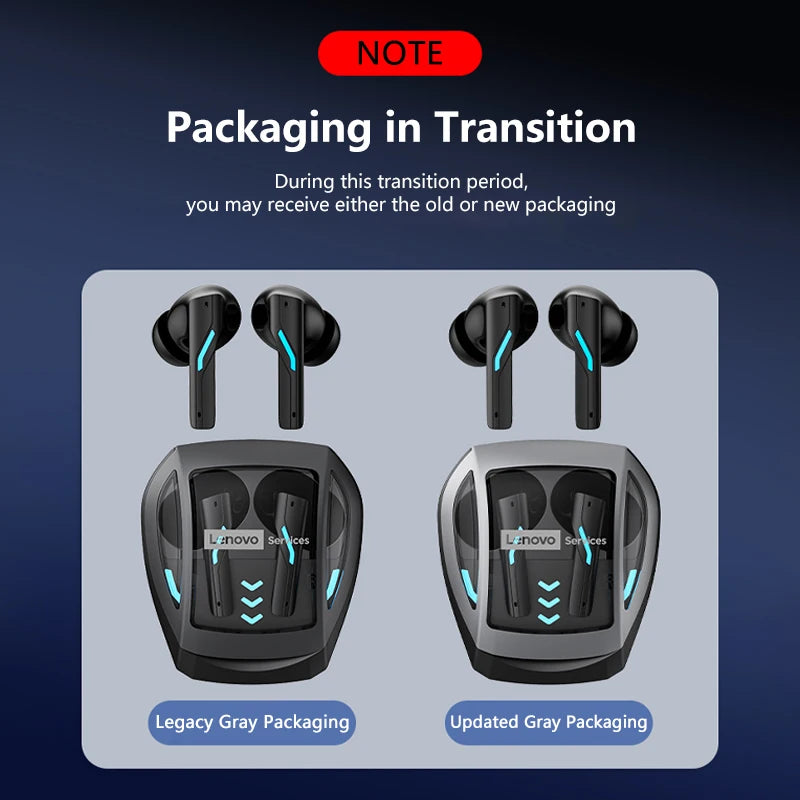 Choice Lenovo GT100 TWS Bluetooth 6.0 Gaming Earbuds Ultra Low Latency Long Endurance Wireless Headphone HD Voice Calls Earphone