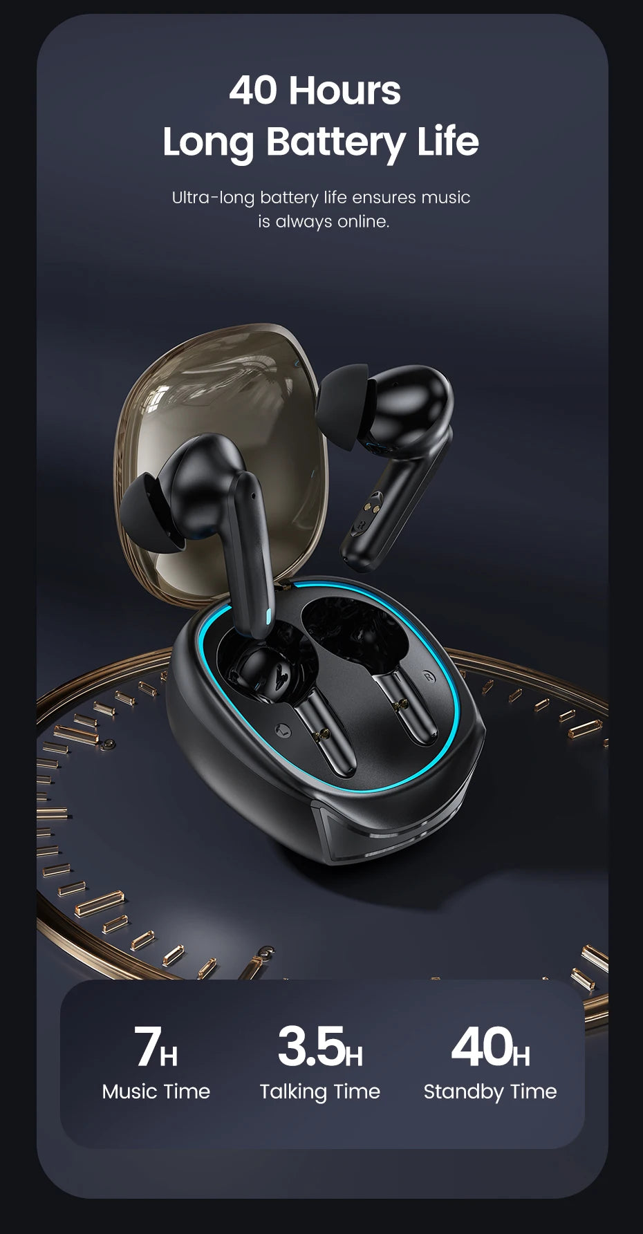Toocki TWS Wireless Headphones Bluetooth 5.3 LED Dislpaly 35ms Gaming Low Latency Earphones Waterproof Headset Transparency Mode
