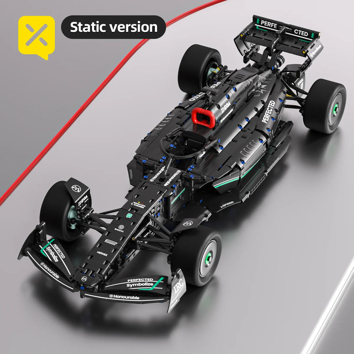 Kbox 1:8 Scale Black Gold F1 Racing Car Building Block Set