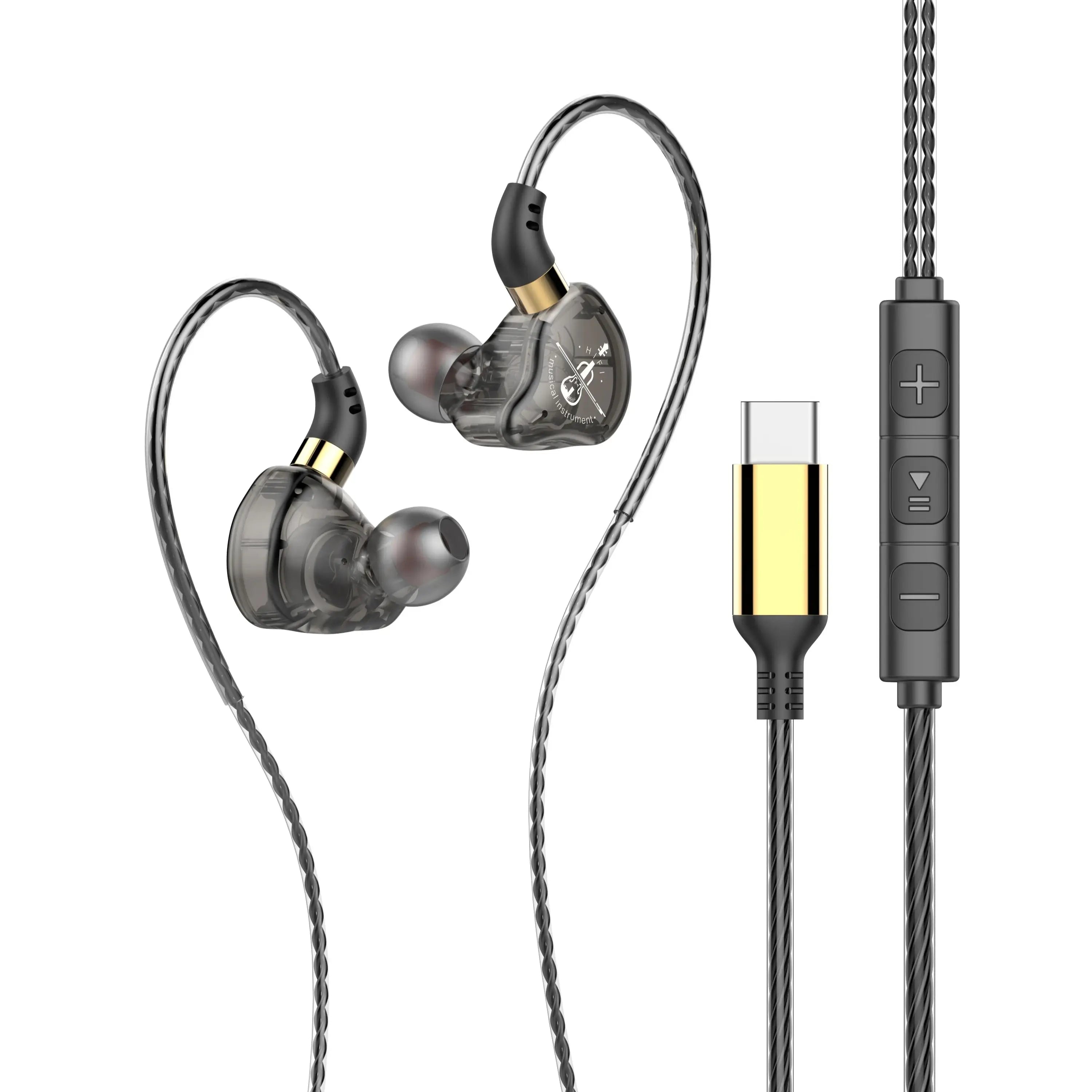 Original Type-C Wired Headphones Handsfree with Mic Earbuds Bass Stereo Hifi Earphones Headset Gaming for Samung for Xiaomi
