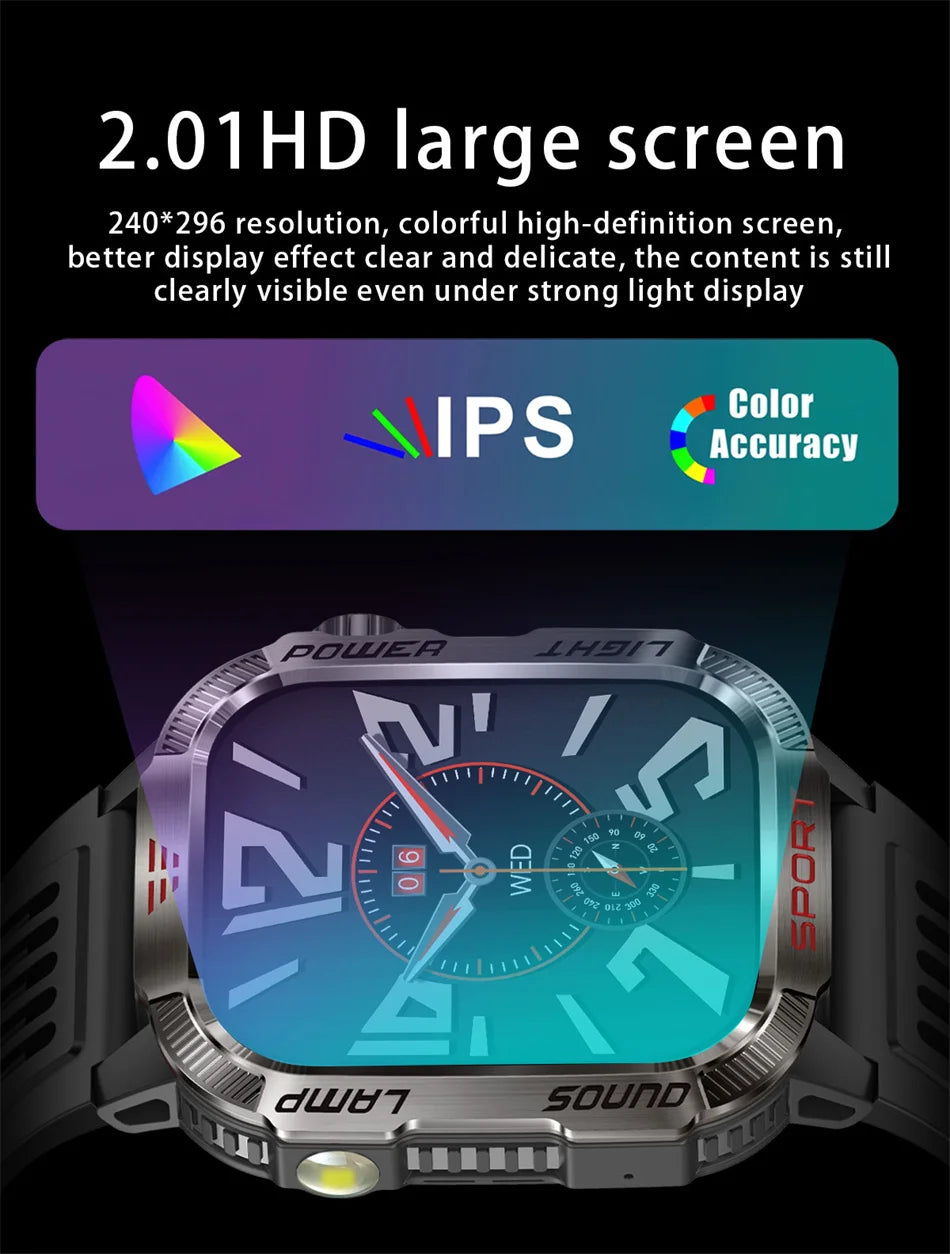 2026 Military Smart Watch with GPS Compass Waterproof Bluetooth Call Functionality And GPS Sport Tracker for Outdoor Activities