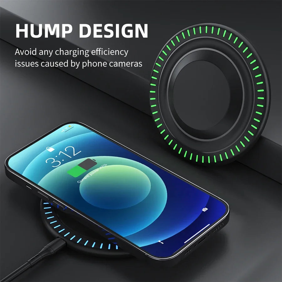 Fast Wireless Charger Pad – Qi Charging Dock for iPhone 16/15/14/13/12/X/XS Max & Samsung, Xiaomi, Huawei Phones.