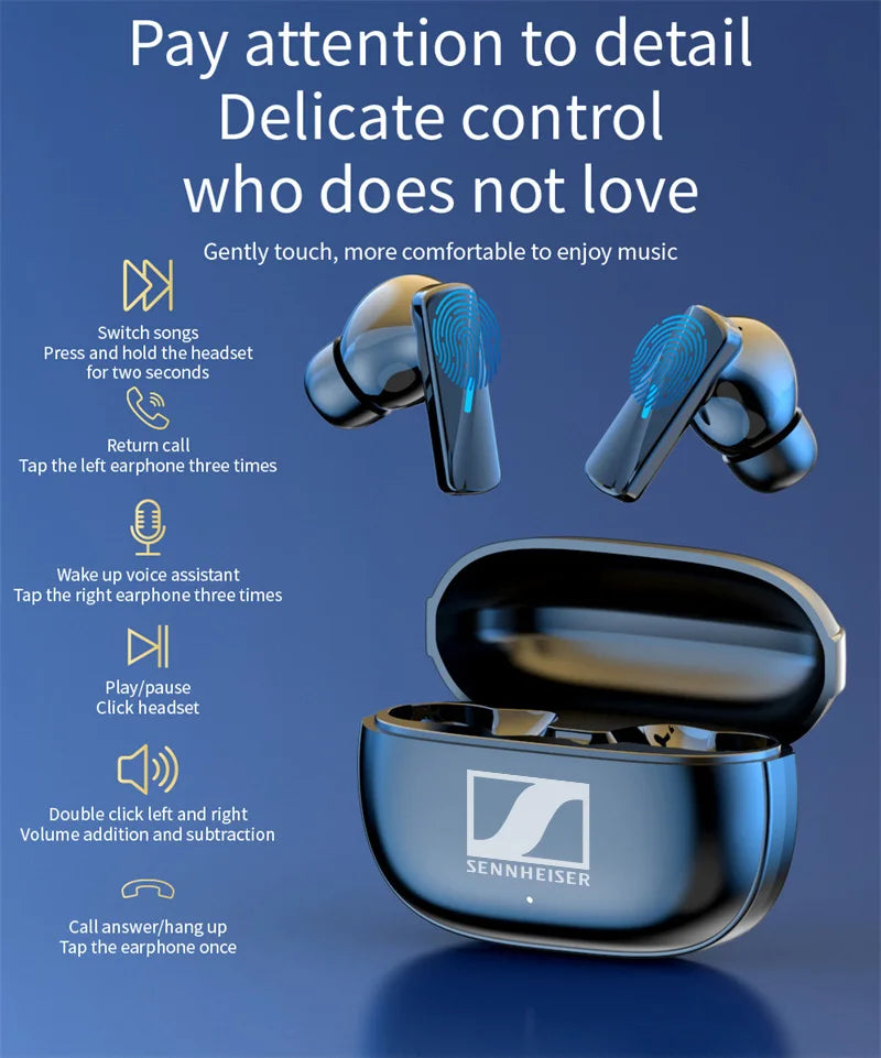SENNHEISER Wireless Bluetooth Earphones TWS In-ear Earbuds Fitness Headphones Music Headset Motion Earphone Waterproof Earplugs