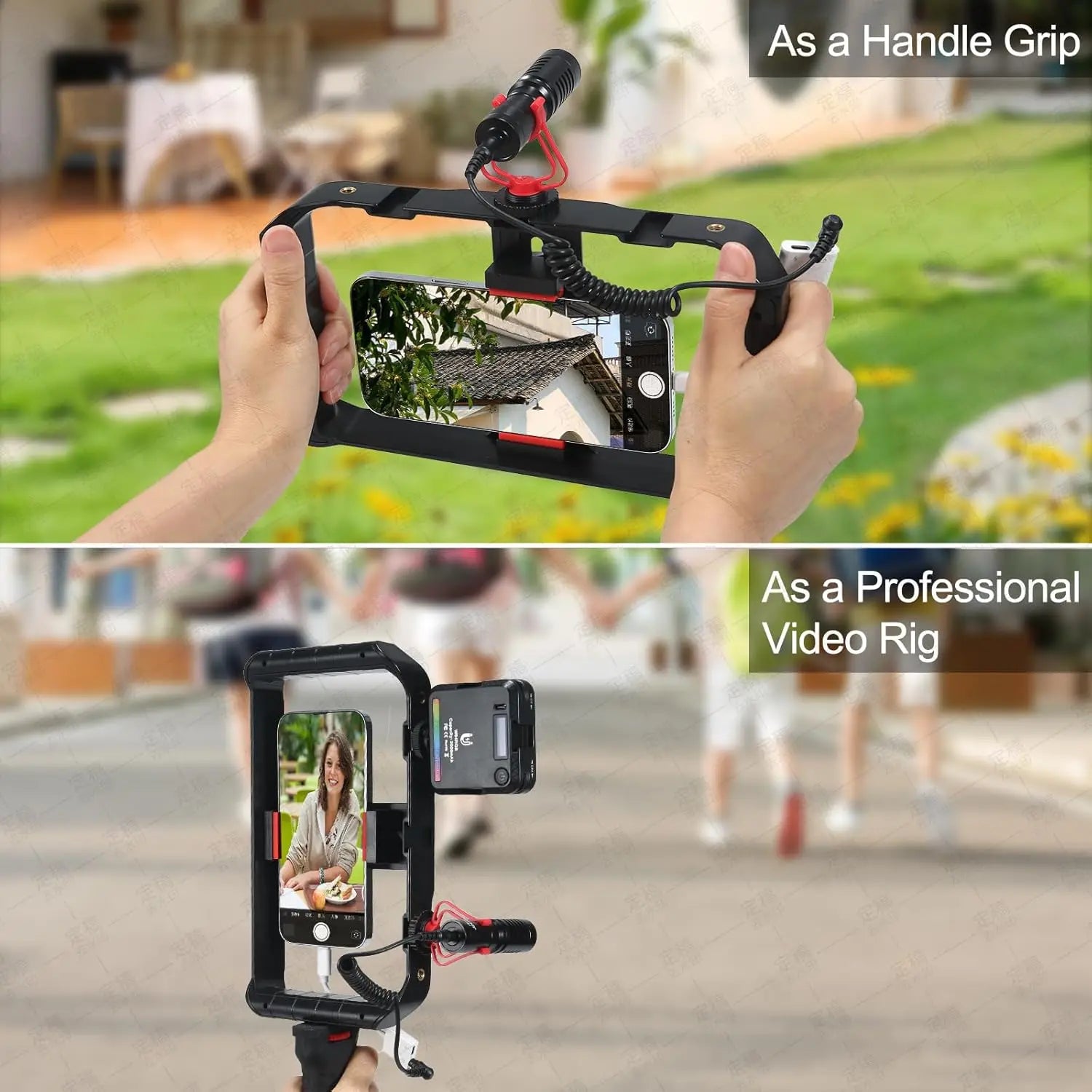 Smartphone Video Rig Hand Grip Stabilizer for iPhone 15/14/13/12 pro Max Android with Cold Shoe Filmmaking Vlogging Case