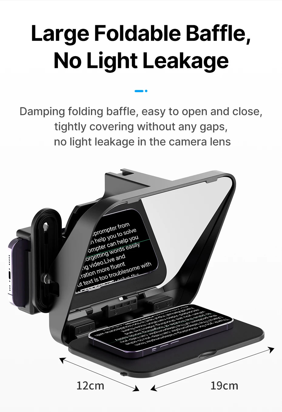 Ulanzi RT02 Portable Mini Teleprompter for Tablets DSLR Camera & Phone - Live Streaming Vlog Recording Teleprompter with Phone Clamp & Remote Control Support