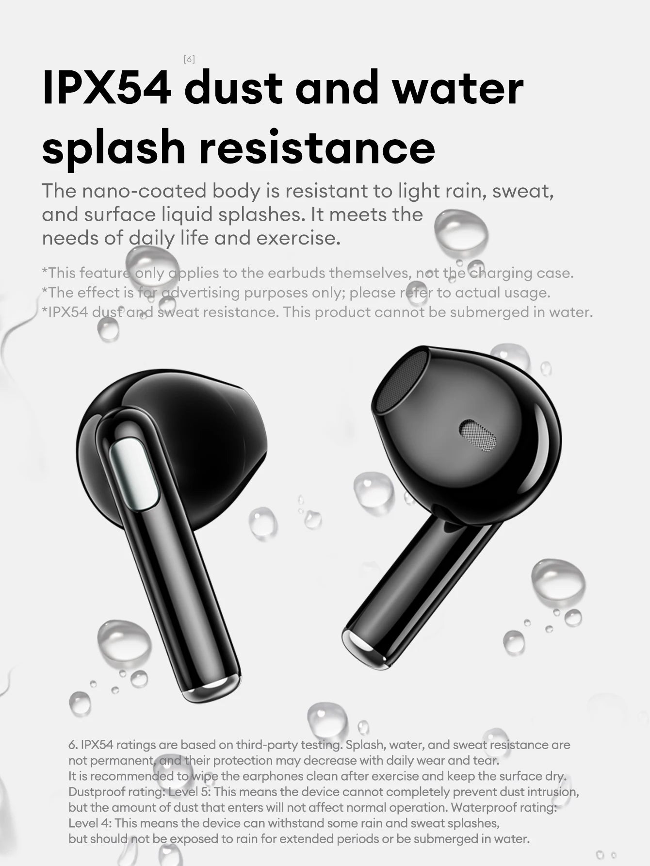 Lenovo Original Wireless Earphones Bluetooth 6.0 Long Battery Life Music Gaming Headphones HiFi Stereo Sound HD Call IP54 Earbud