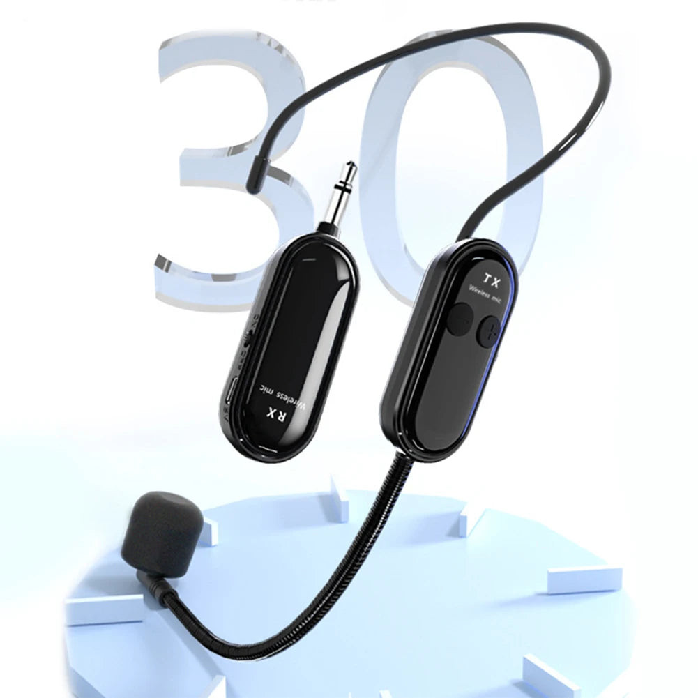 2.4G Wireless Handheld Headset Mic System Long Range Voice Amplifier for Stage Speakers 2-in-1 Microphone for Teaching And Speakers