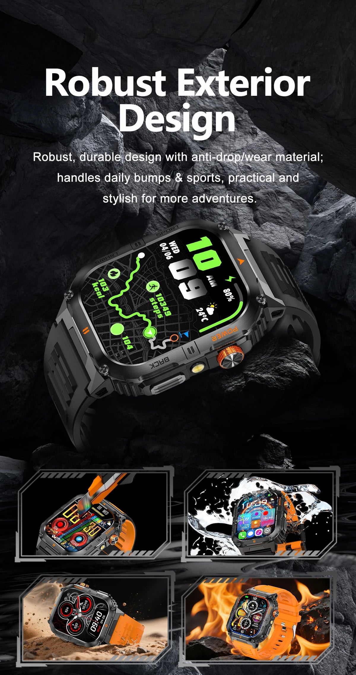2026 New Smart Watch 2.00inch HD Display Bluetooth Call LED Flashlight Multiple Sports Modes Pedometer Men's Sports Smartwatch