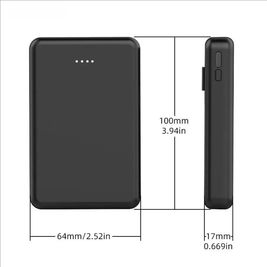 Mini Compact Portable Power Bank 5000Mah Mobile Phone Charger, Built-In Type-C Input, Built-In Usb-A Output, Built-In Type-C/ Micro/Suitable for Smartphones, Headphones, Speakers and Other Products
