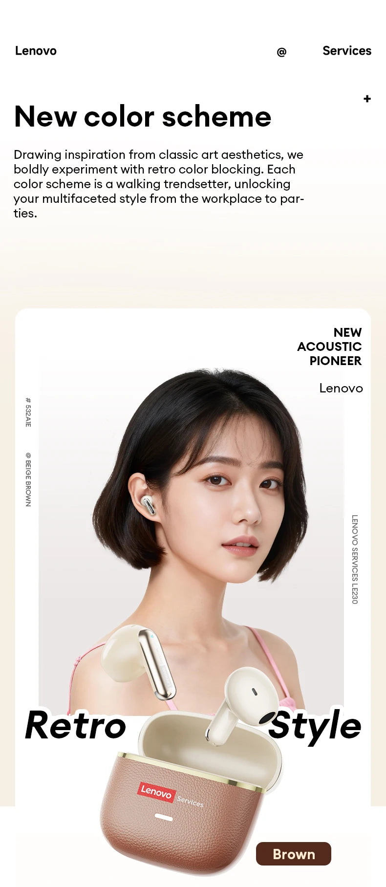 Lenovo LE230 Wireless Bluetooth 6.0 Earphones In-Ear High Sports Headphones Long Endurance Gaming Esports Earbuds 2026 New Model