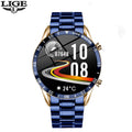LIGE Men's Fashion Smart Watch Full Touch Bluetooth Call Waterproof Sport Fitness Tracker Luxury Steel Band Smartwatch for Adults