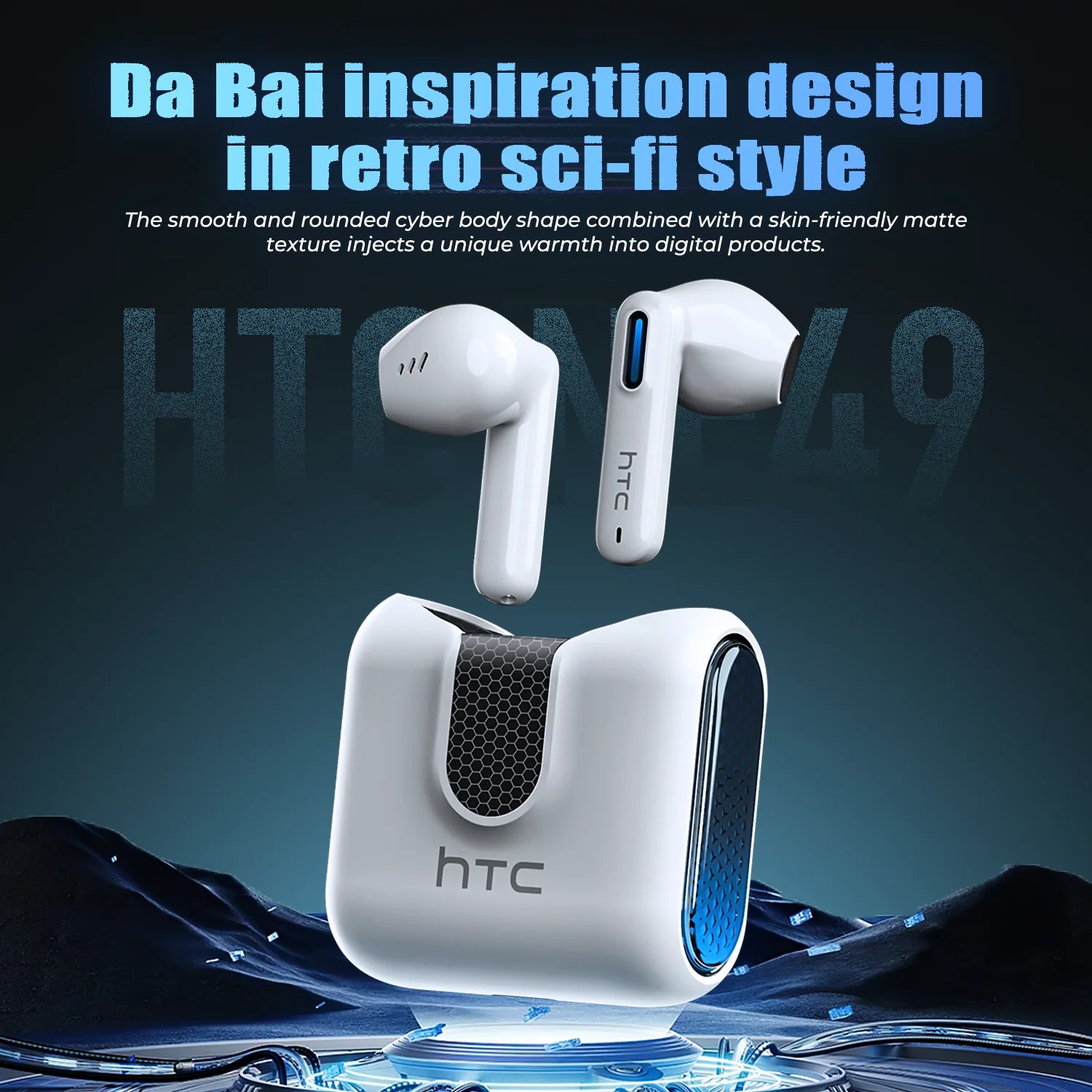 HTC NE49 TWS Wireless Earbuds Bluetooth AI Translator ENC Noise Cancelling 40H Battery Touch Control Stereo Sports Headphones