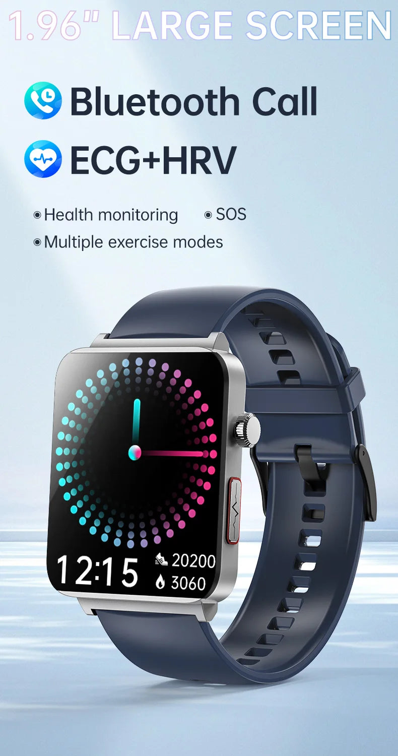 KS03 PRO Health Smart Watch For Men Women Bluetooth Calling Fitness Tracker Smartwatch E/C/G Test Outdoor 1.96" Large Screen SOS
