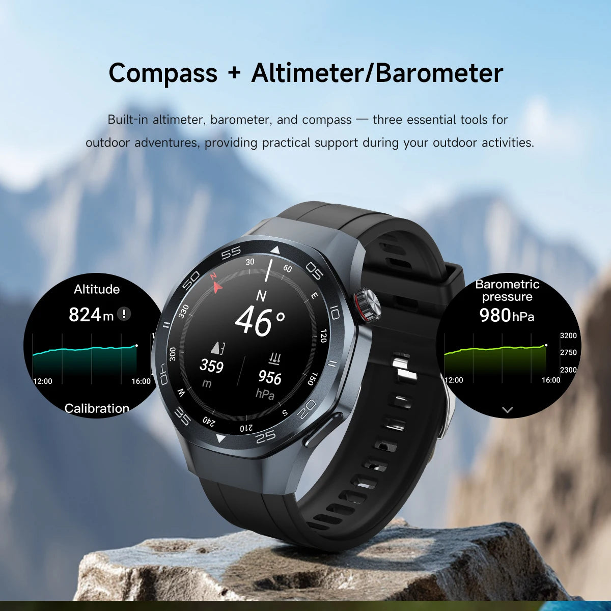 2026 New Luxury GPS Smart Watch Men Compass Altimeter 3ATM Waterproof Health Monitor Bluetooth Call Business Sports Smartwatch