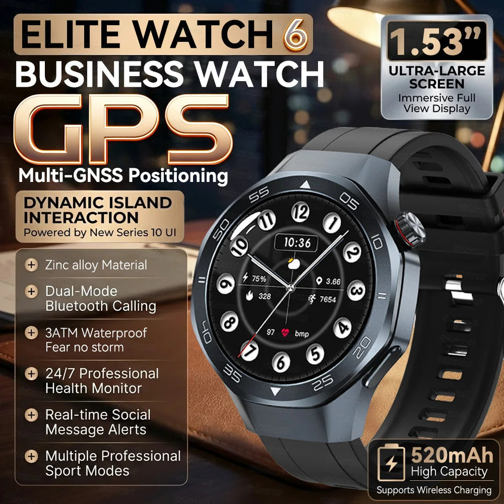2026 New Luxury GPS Smart Watch Men Compass Altimeter 3ATM Waterproof Health Monitor Bluetooth Call Business Sports Smartwatch