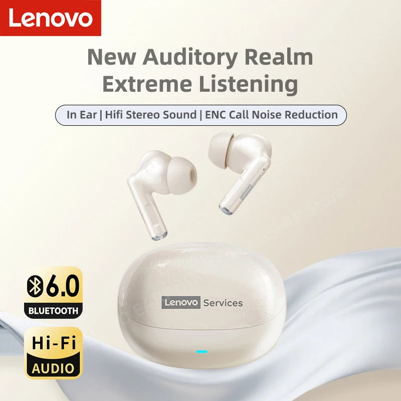 Lenovo Headphones TWS Wireless Bluetooth 6.0 HiFi Sound ENC Call Noise Reduction Earphones Gaming Sports Headset With Mic New