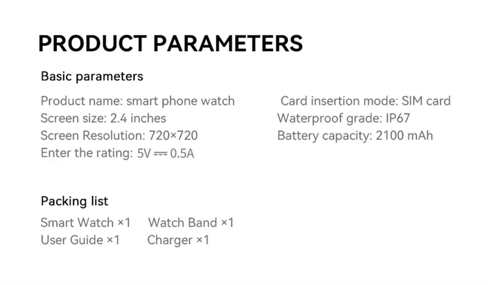 4G/5G Smartwatch 2.4 Inch HD AMOLED Screen 190° Rotary Camera GPS WiFi Android 10.0 Smart Watch with Heart Rate & Sleep Tracker