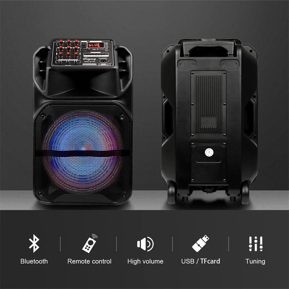 9000W Portable Bluetooth Speaker with 15' Subwoofer Heavy Bass Party System - AUX LED Light & Mic High Quality Karaoke Speaker