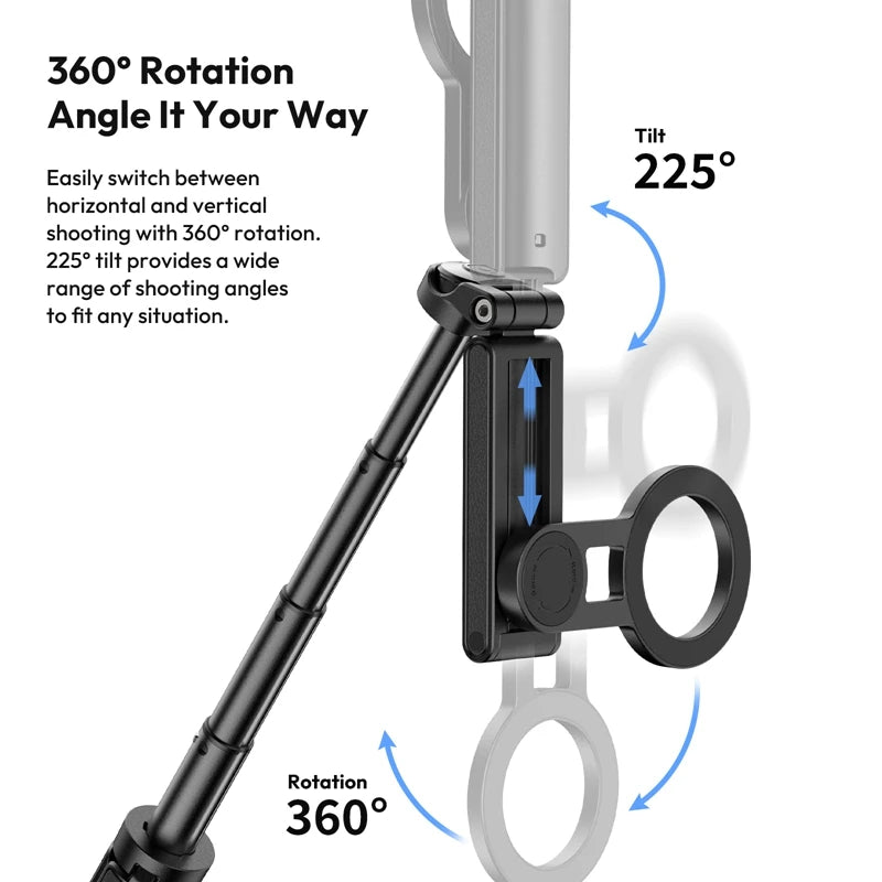 Ulanzi JJ03 Magnetic Phone Tripod Stand Wireless Selfie Stick Desktop Support Bluetooth for iPhone 16/15/14/13 pro Max with Grip
