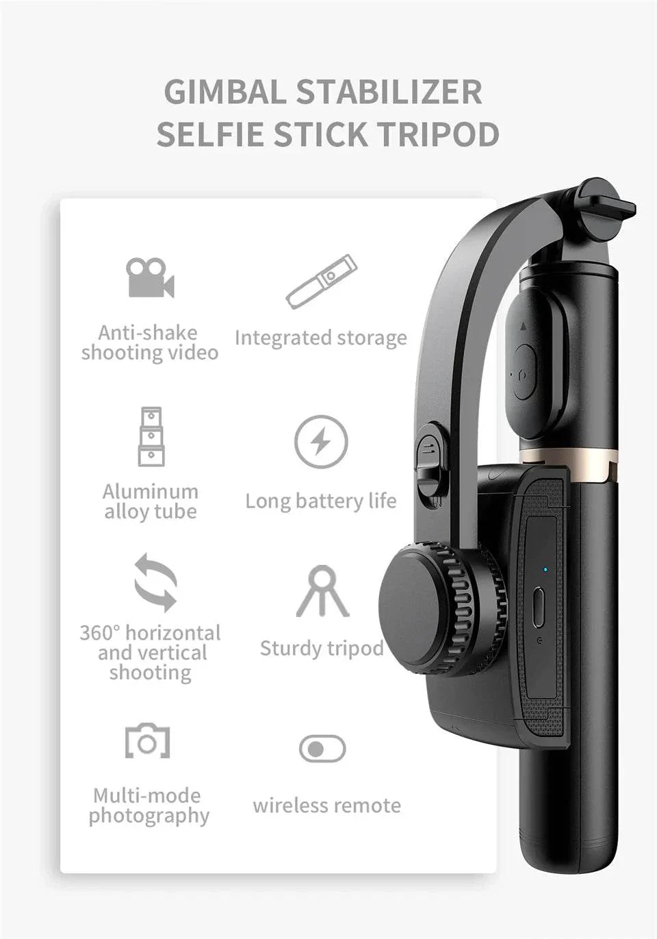 FGCLSY 2024 New Gimbal Stabilizer Selfie Stick Tripod