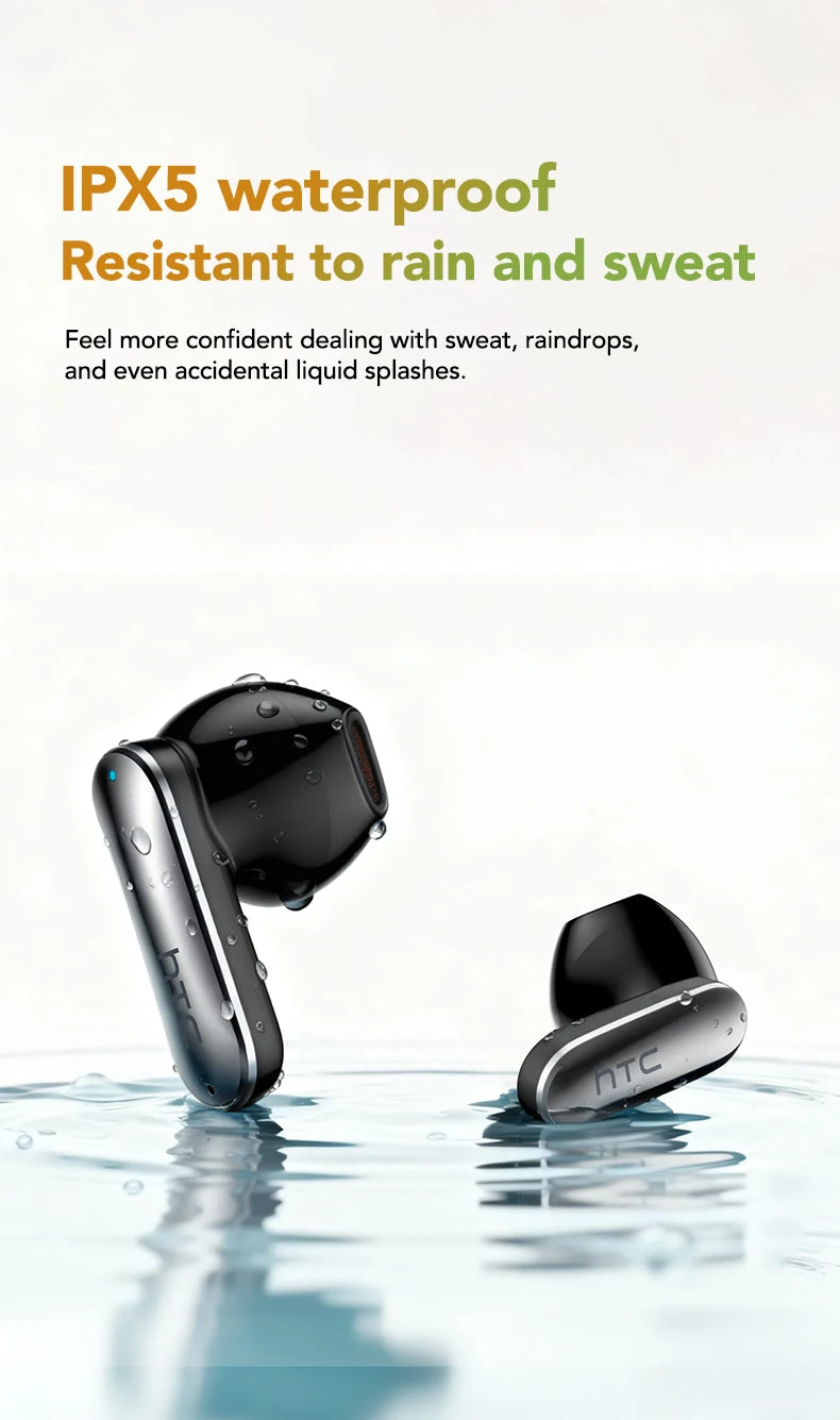 HTC NE48 TWS Wireless Earbuds AI Translation 2K HD Touchscreen Bluetooth 6.0 IPX5 ENC Noise Cancelling Sports Headphone