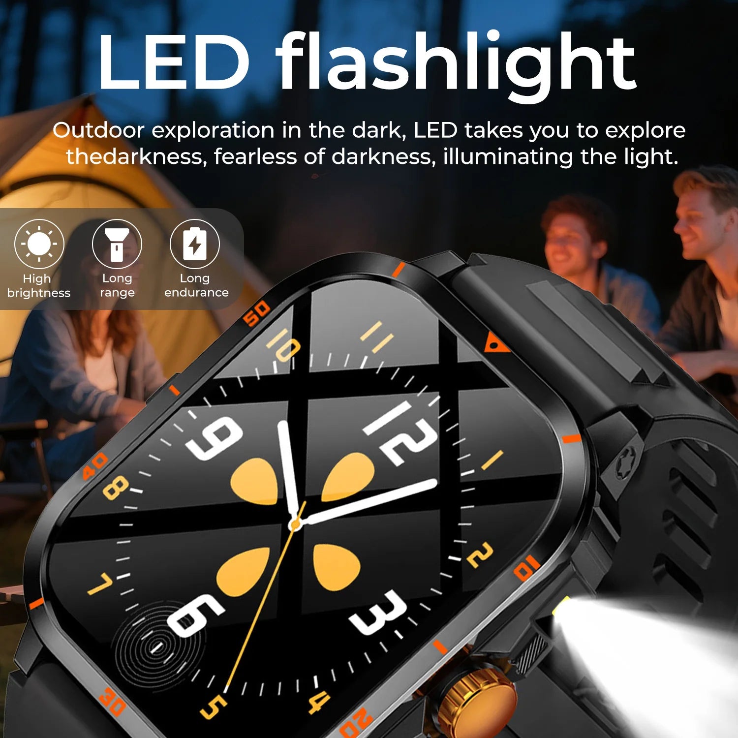 2025 NEW Military Smartwatch 2.01'' HD Screen Bluetooth Call Waterproof Outdoor Sports Fitness Tracker for Android/iOS Men