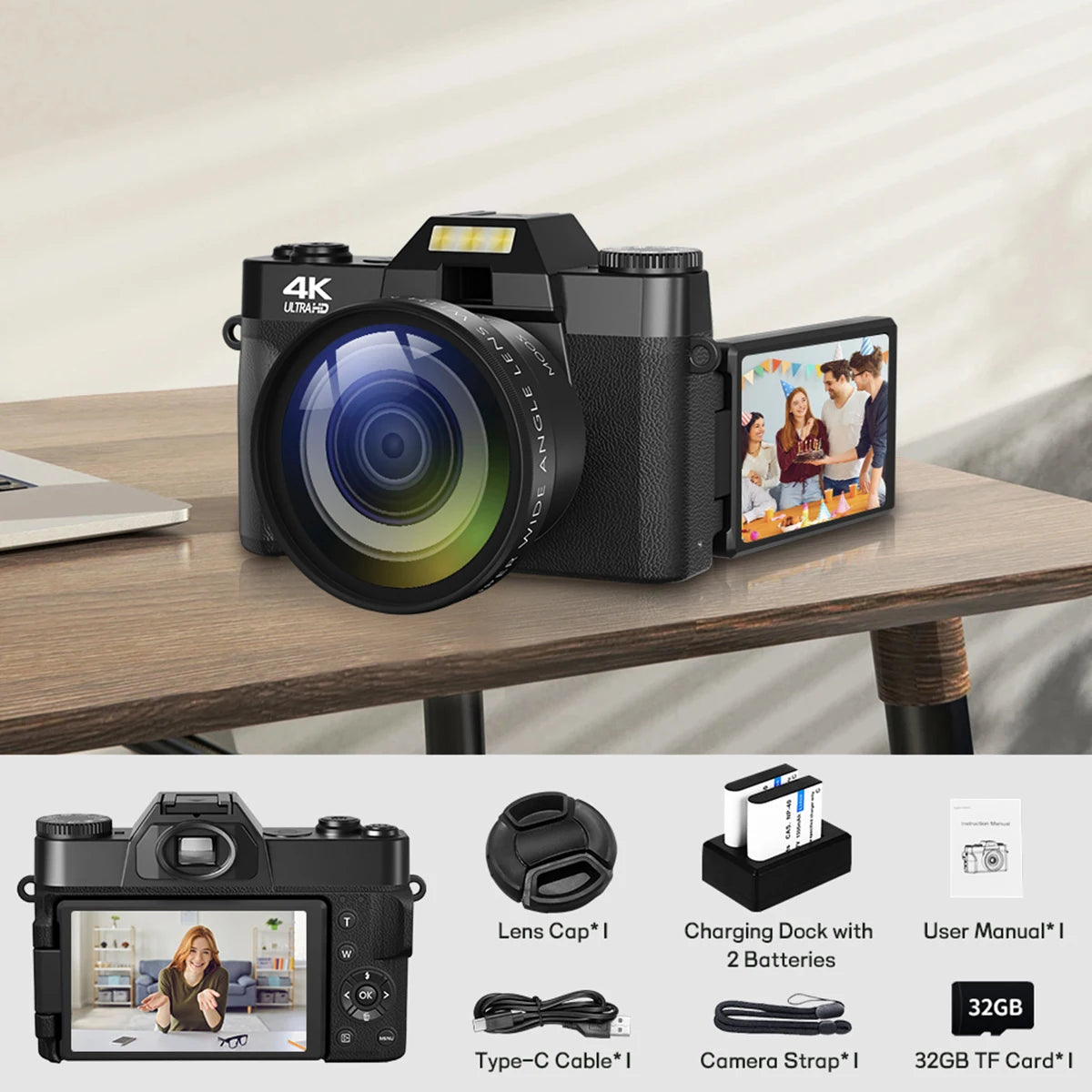 Gavonde 4K 56MP Digital Camera