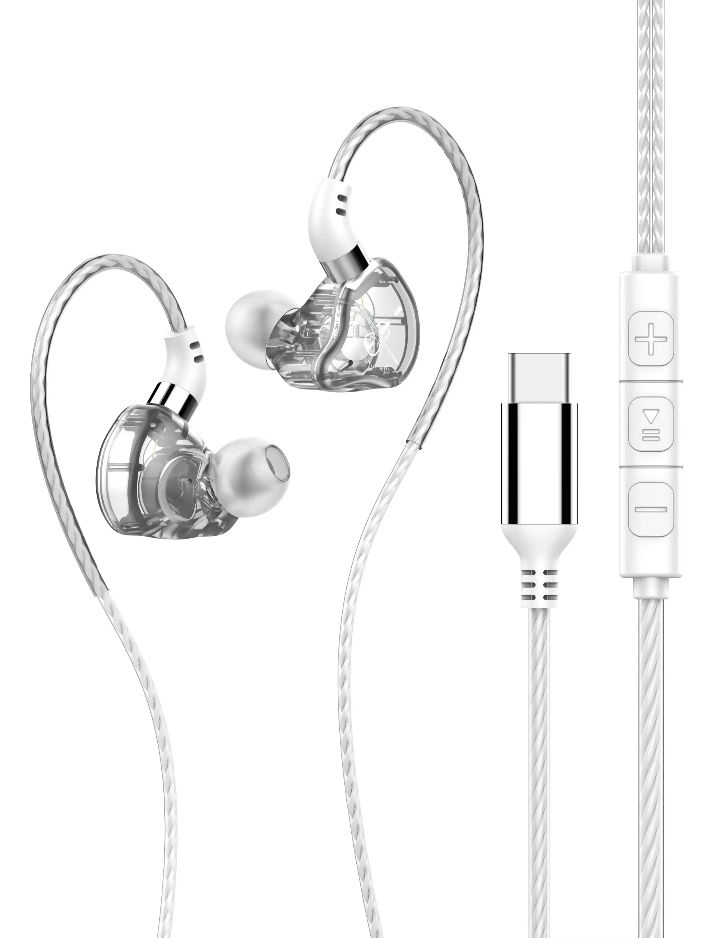 Original Type-C Wired Headphones Handsfree with Mic Earbuds Bass Stereo Hifi Earphones Headset Gaming for Samung for Xiaomi