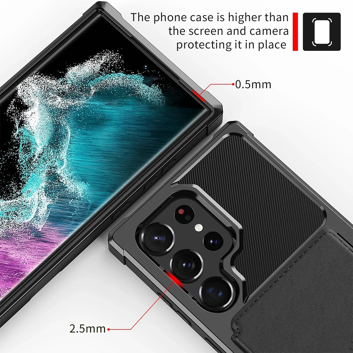 Samsung Galaxy, Credit Card Case PU Leather Flip Wallet Cover