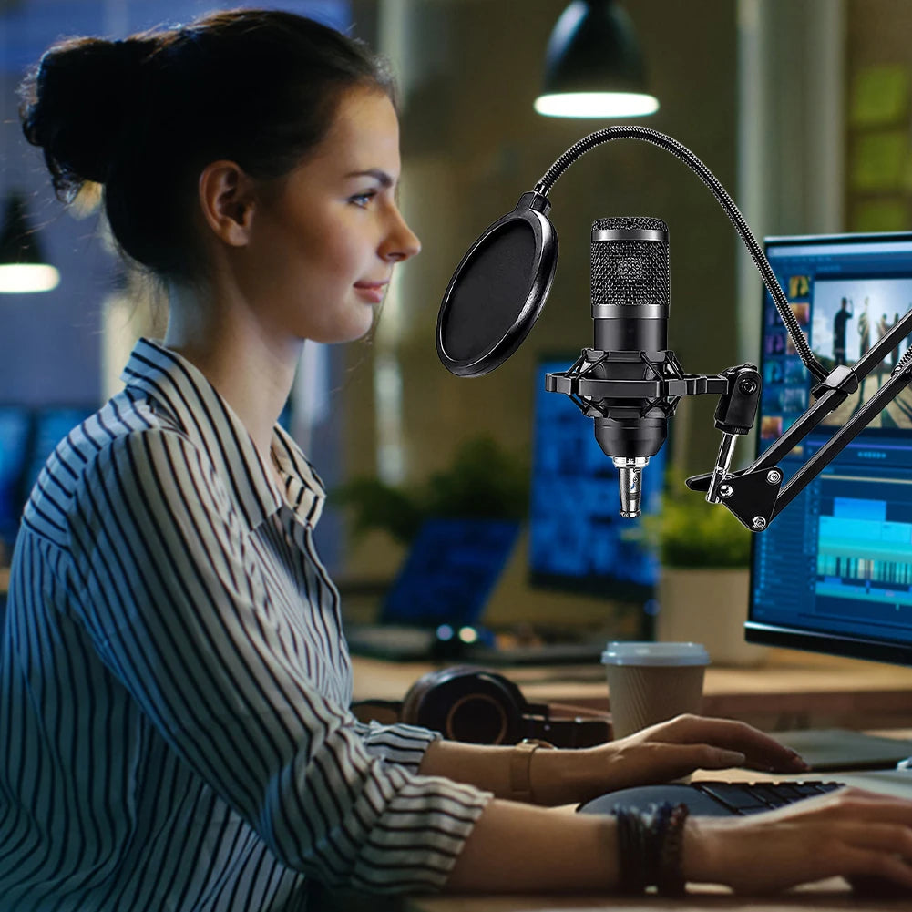 Podcast Equipment Bundle with BM800 Microphone And V8 Sound Card - Complete Recording Kit for Podcasting Streaming Gaming & Music Production
