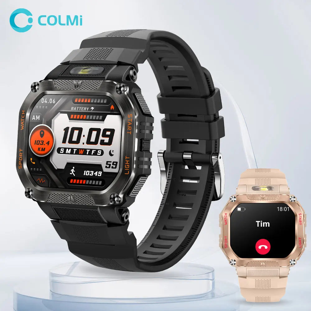 2025 COLMI P85 Smart Watch Men Bluetooth Call Outdoor Rugged Smartwatch 3ATM IP68 Waterproof Flashlight Sports Fitness Watches