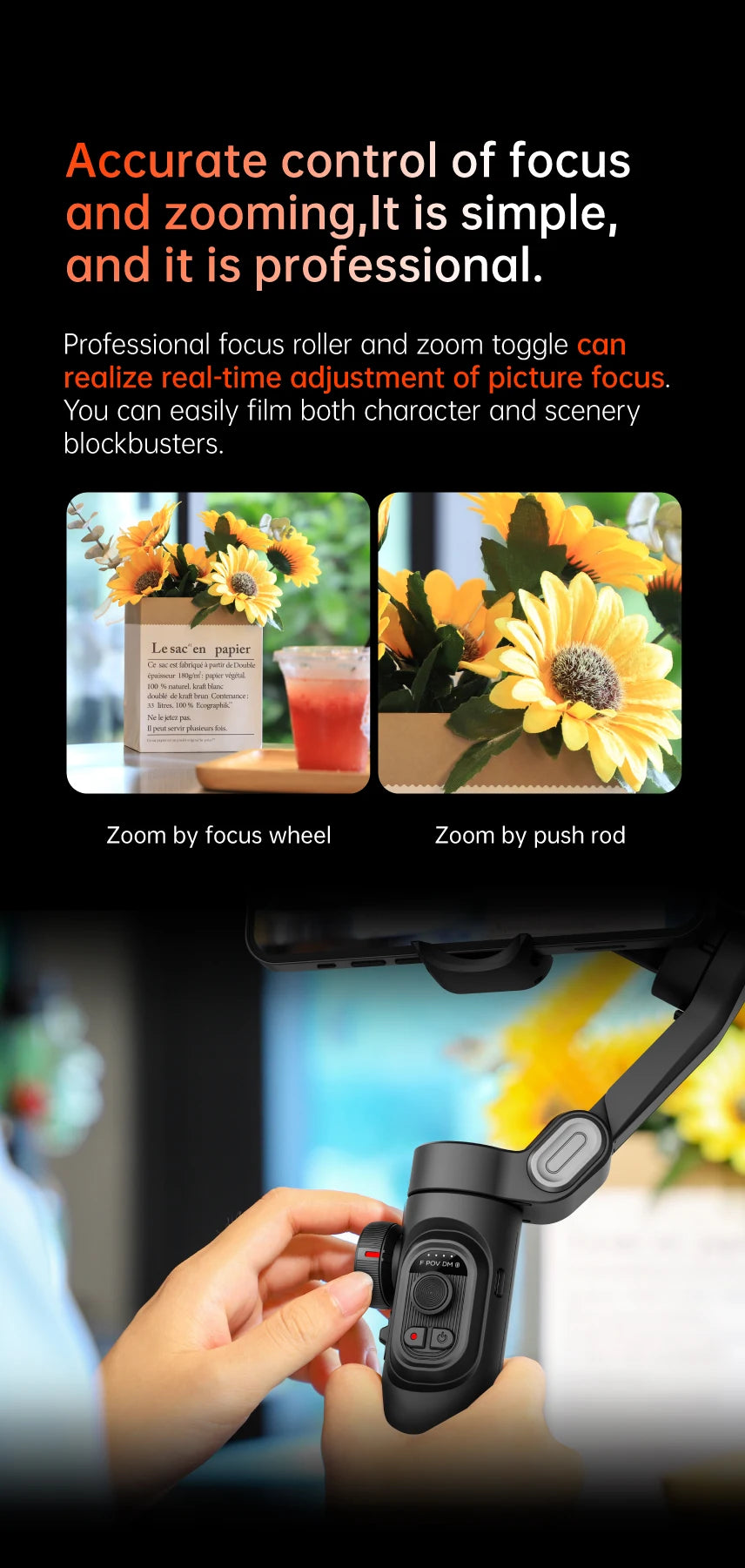 AOCHUAN 3-Axis Handheld Gimbal Stabilizer SmartXE for iPhone Android AI Face Tracking TikTok Vlog Smartphone Camera Stabilizer
