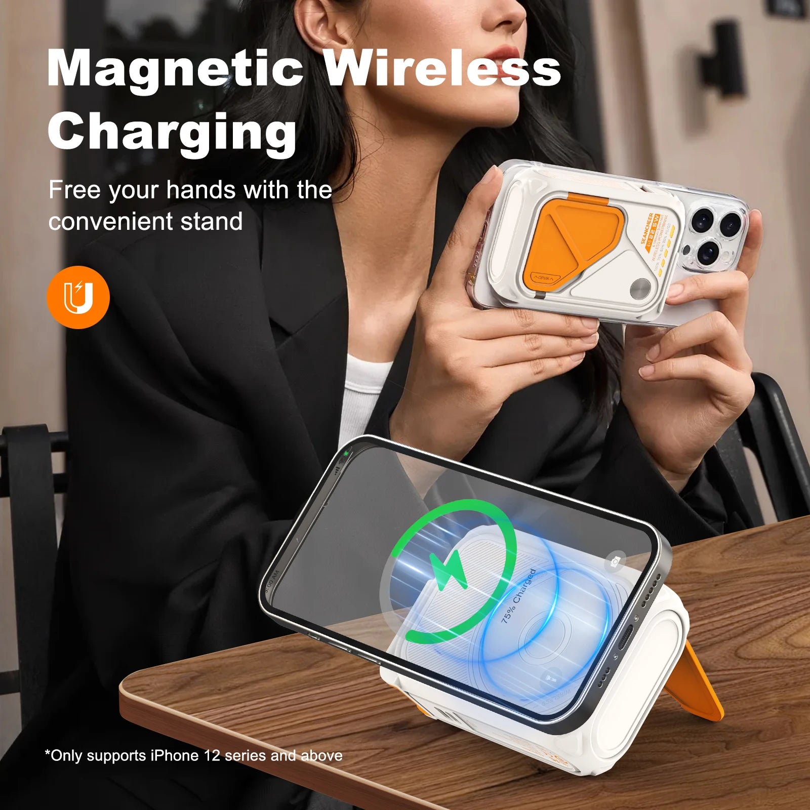 6-in-1 multifunctional power bank magnetic magnetic adsorption for wireless charging, 10000 mAh phone holder 22.5W fast charging
