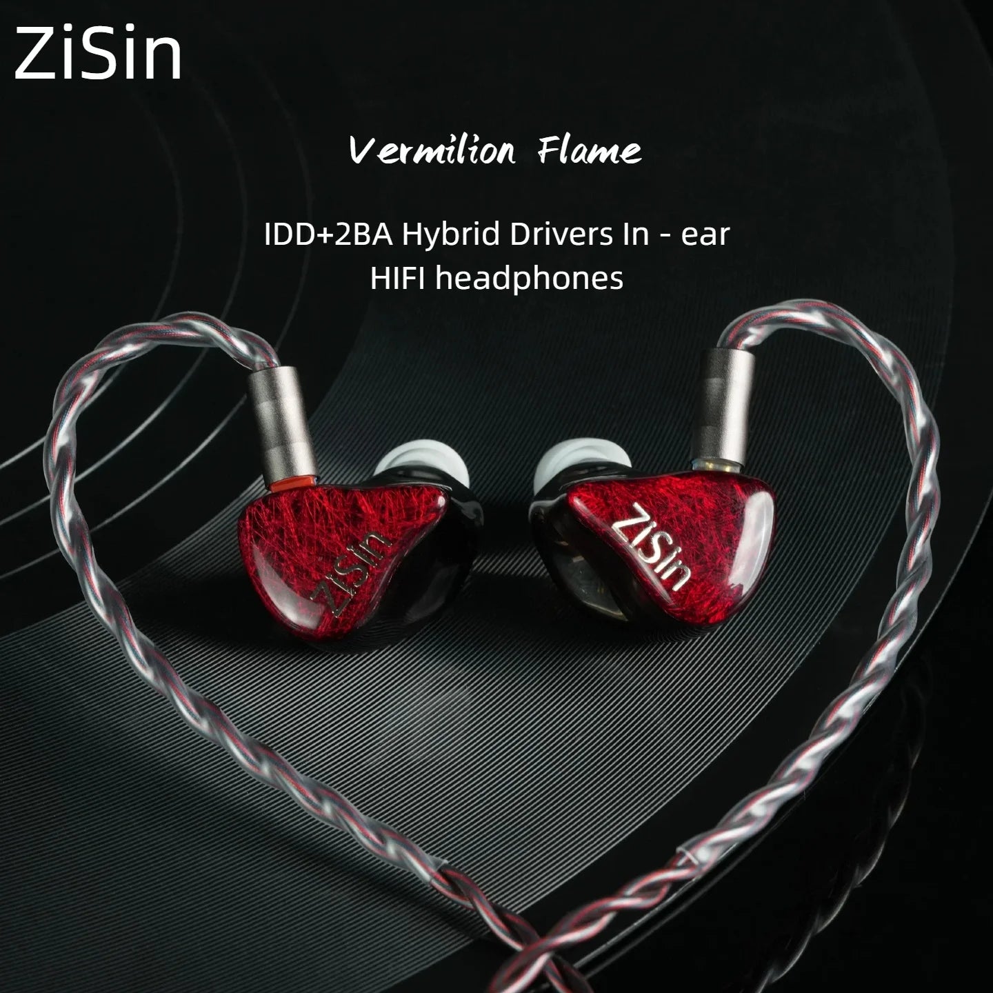 ZiSin Vermilion Flame In Ear Earphones 1DD+2BA Hybrid Drive Noise Reduction IEM 0.78mm/2PIN 4.4mm Monitoring Wired Earphones