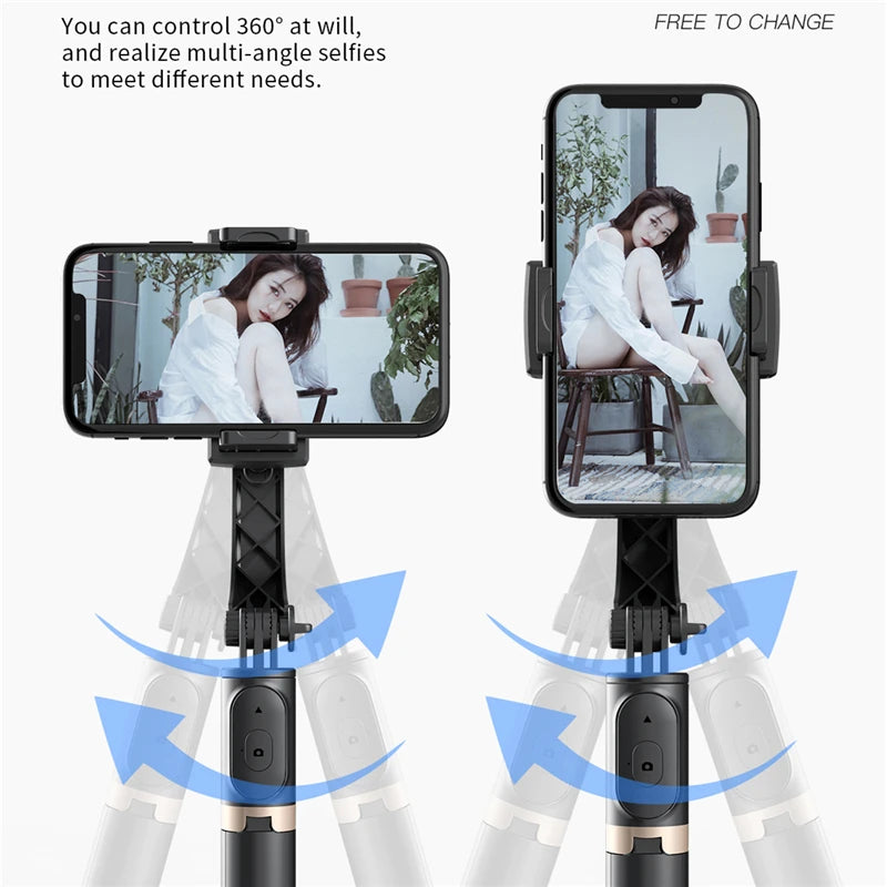 FANGTUOSI Mobile Video Stabilizer Bluetooth Selfie Stick Tripod Gimbal for Smartphone Live Streaming Vertical Shooting Bracket