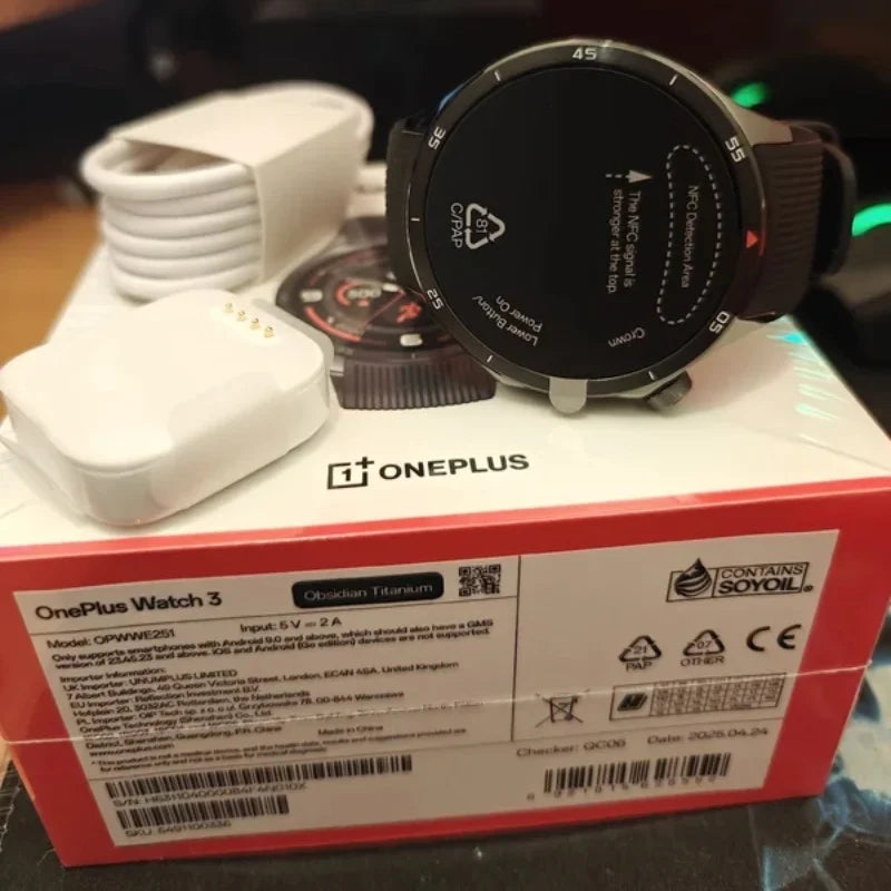 100% New  Global Version OnePlus Watch 3 Smart Watch  1.5'' AMOLED 32GB Snapdragon W5 Wear OS by Google GPS NFC IP68 5ATM