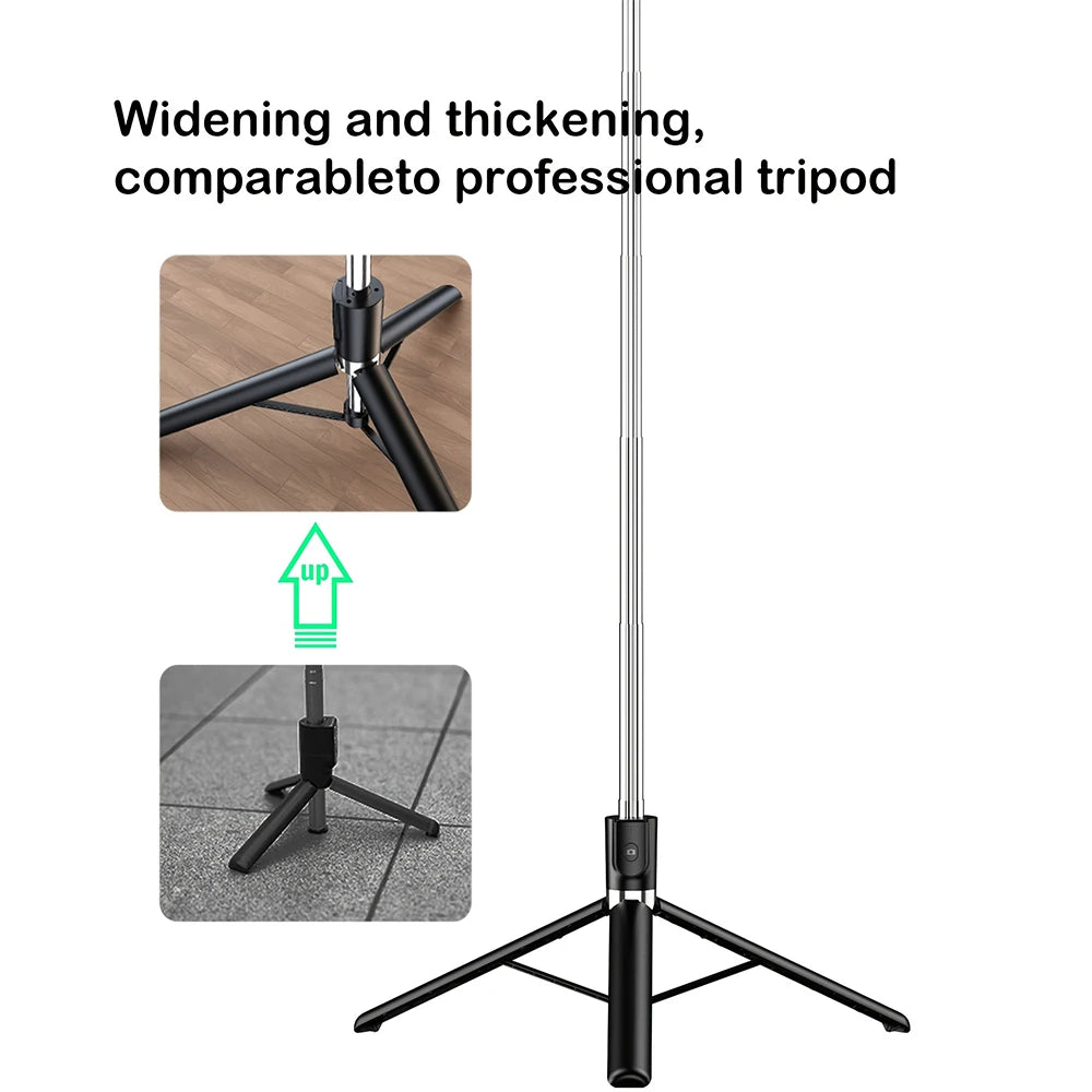 70'' Extendable Selfie Stick Tripod with Ring Light & Bluetooth Remote for Vlogging Live Travel iPhone/Android Extendable Phone Stand