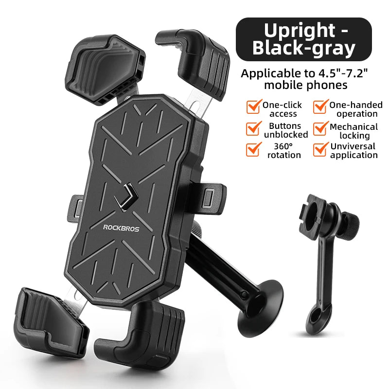 ROCKBROS Bicycle Phone Holder  Motorcycle Electric Vehicle Phone Holder 4.5-7.2 inch Mobile Phone Stand Shockproof Bike Bracket