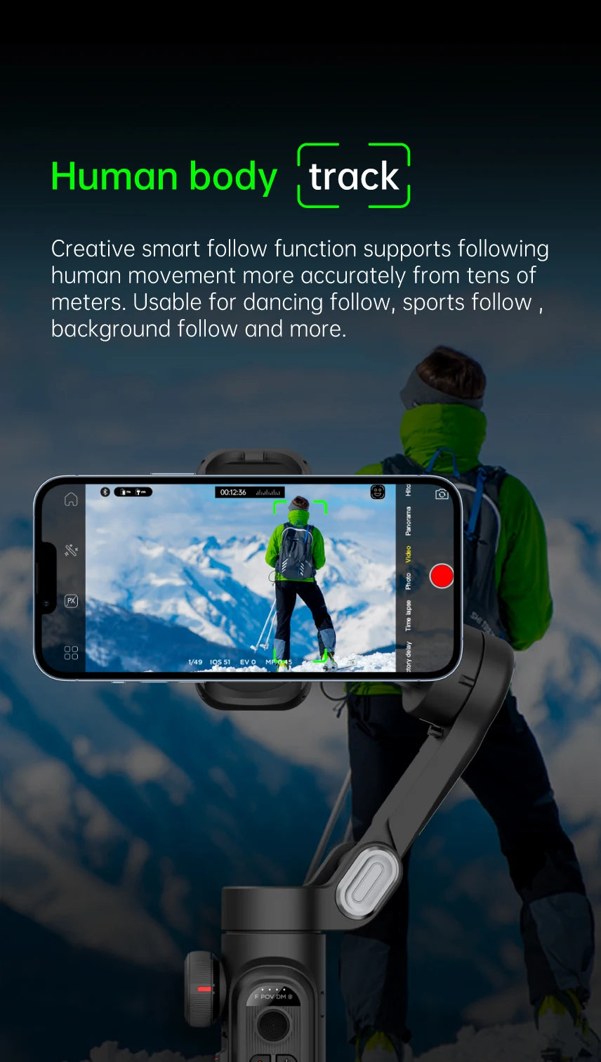 AOCHUAN 3-Axis Handheld Gimbal Stabilizer SmartXE for iPhone Android AI Face Tracking TikTok Vlog Smartphone Camera Stabilizer