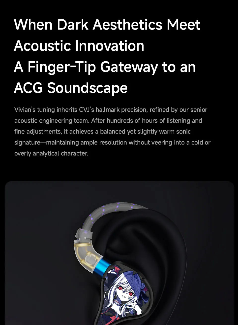 CVJ Vivian In Ear Earphones10mm Dual Magnetic Sound 3 Tuning Modes Music Movies Gaming Ergonomic Design Ideal for HiFi Upgrade