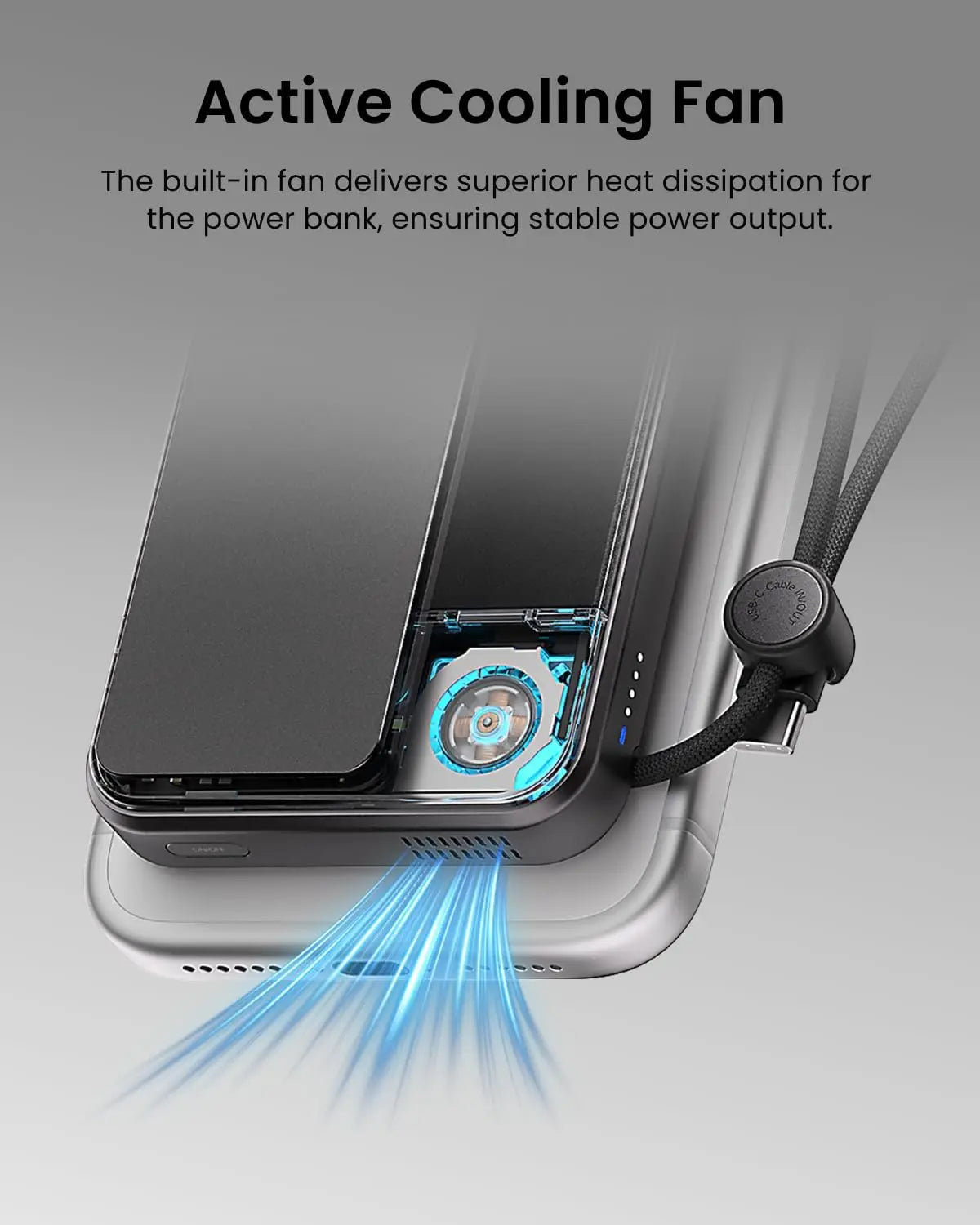 25W Magnetic Power Bank with Active Cooling – Wireless Portable Charger with Foldable Stand for iPhone 17/16 Series (White)