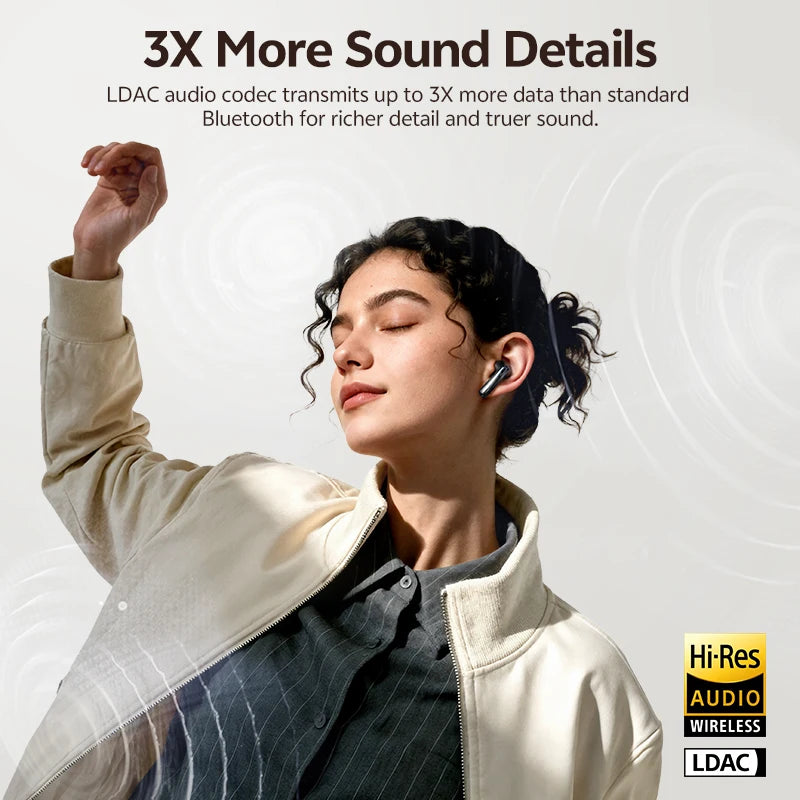 QCY AilyBuds E50 HT11 Wireless Earphones Hi-Res Adaptive Hybrid ANC Headphone Bluetooth 6.0 Spatial Sound Earbuds 11mm Drivers