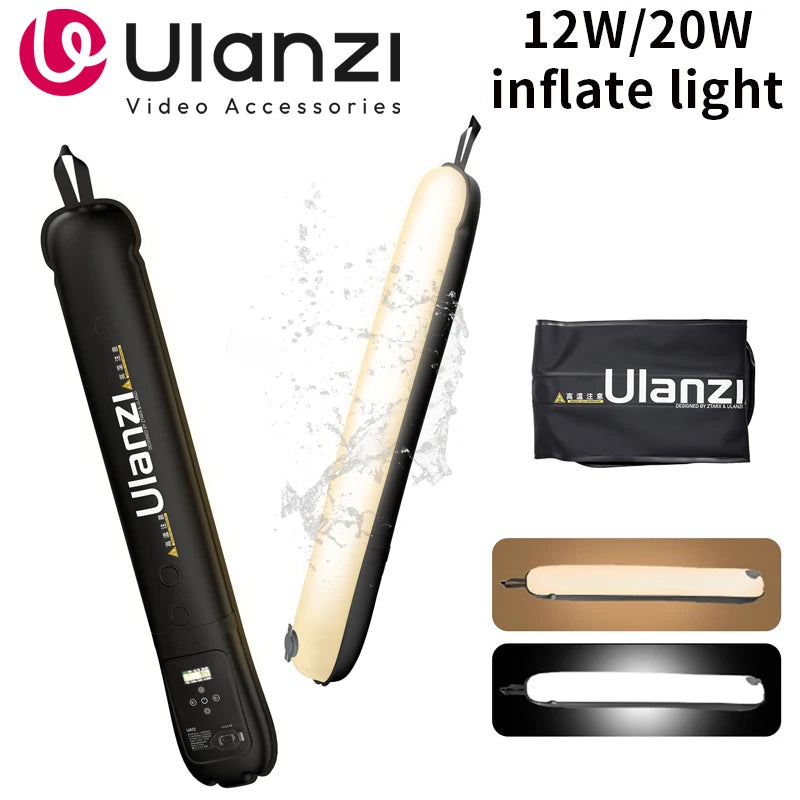 Ulanzi UA12 12W Bi-Color Magnetic Portable Air Tube Light 2700K-6500K Waterproof Foldable 18WH Lamp for Live Photography Shooting