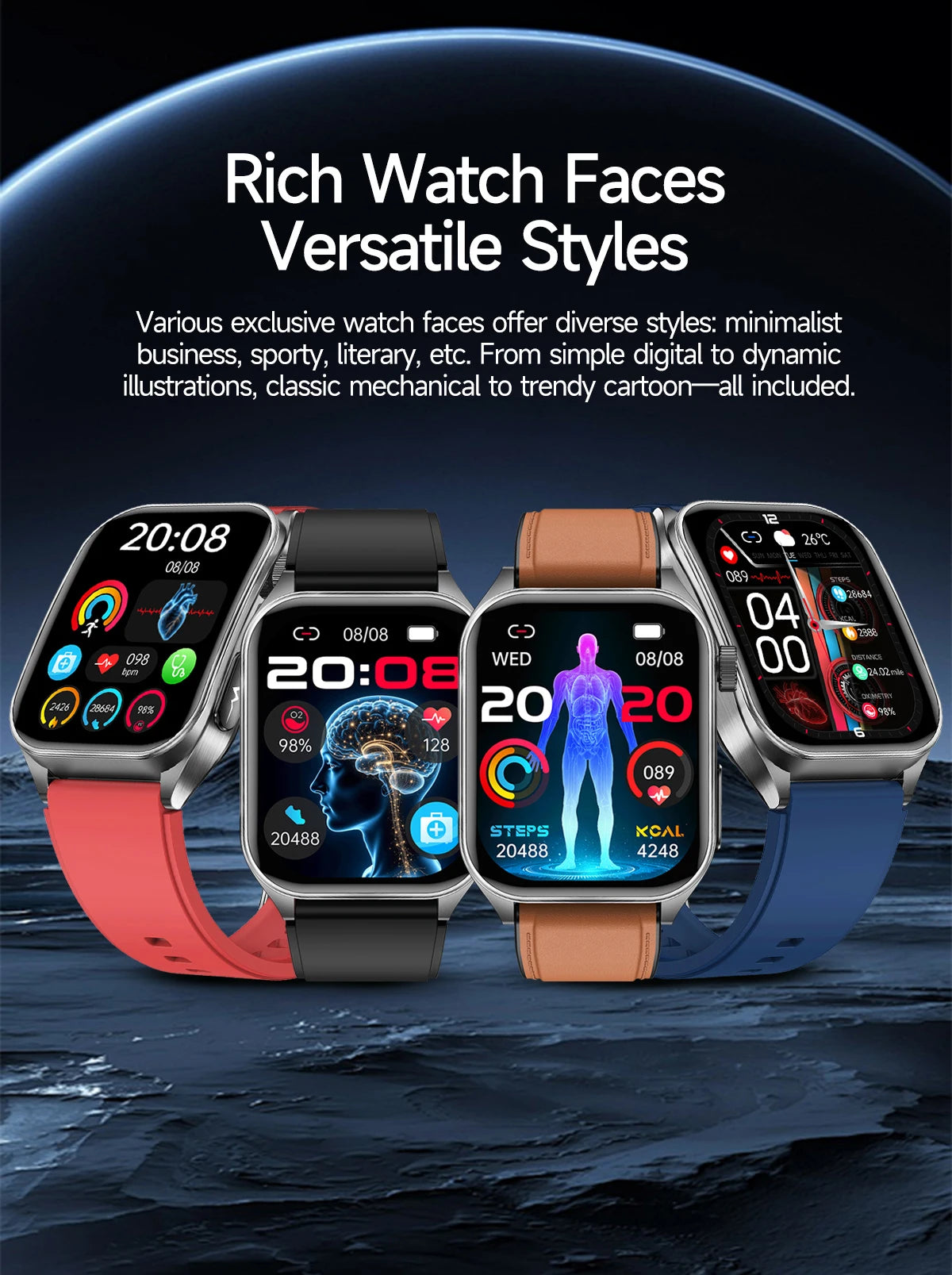 New Laser Treatment Three High Smart Watch Men ECG Heart Rate Uric Acid Health Tracker 1.95 inches Sapphire Glass SmartBracelet